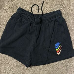 Nike Black Athletic Shorts with Multicolor Logo